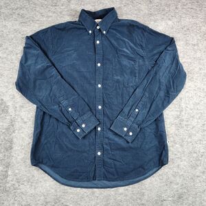 No Nationality NN07 Shirt Men Large Navy Blue Levon Corduroy Regular Fit Pocket